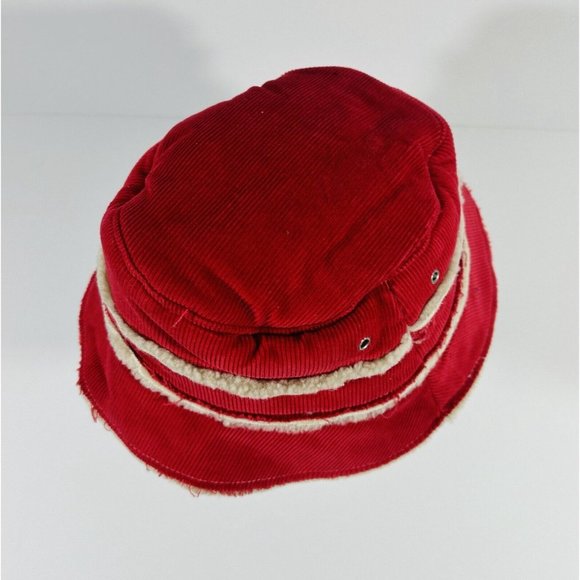 Gap Bucket Hat Red Corduroy Sherpa Lined Unisex S/M Warm Y2K Fashion Cap Winter - Picture 5 of 9
